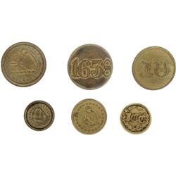 Lot of Six Early Massachusetts Buttons