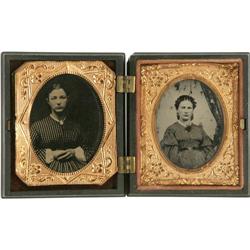 Two Tintypes of Young Girls, One Cased