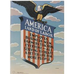 America, Land of Labor Propaganda Poster