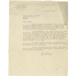 Signed Letter from René Clair