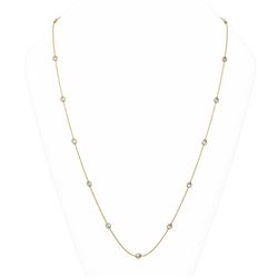 5.61 ctw Pear Cut Diamond Station 32 Inch Necklace 18K Yellow Gold - REF-885F5M