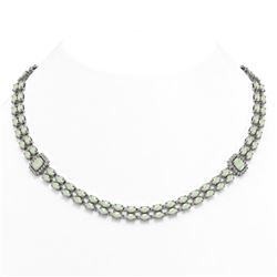 29.42 ctw Opal & Diamond Necklace 14K White Gold - REF-527M3G