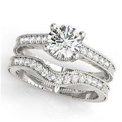 1.24 ctw Certified VS/SI Diamond 2pc Wedding Set Antique 14k White Gold - REF-167F9M