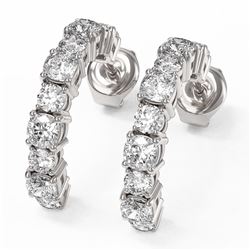 4 ctw Cushion Cut Diamond Designer Earrings 18K White Gold - REF-414G2W