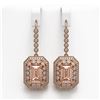 Image 1 : 12.1 ctw Morganite & Diamond Victorian Earrings 14K Rose Gold - REF-410N4F