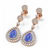 Image 3 : 10.87 ctw Tanzanite & Diamond Earrings 18K Rose Gold - REF-618M2G
