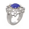 Image 1 : 6.16 ctw Sapphire & Diamond Ring 18K White Gold - REF-254W5H