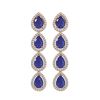 Image 1 : 10.2 ctw Sapphire & Diamond Micro Pave Halo Earrings 10k Rose Gold - REF-155Y5X