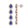Image 2 : 10.2 ctw Sapphire & Diamond Micro Pave Halo Earrings 10k Rose Gold - REF-155Y5X