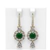 Image 1 : 9.31 ctw Emerald & Diamond Earrings 18K Yellow Gold - REF-890N9F