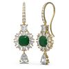 Image 2 : 9.31 ctw Emerald & Diamond Earrings 18K Yellow Gold - REF-890N9F