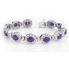 Image 1 : 16.0 ctw Tanzanite & Diamond Bracelet 14k White Gold - REF-436R4K