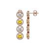 Image 2 : 6.18 ctw Canary & Diamond Micro Pave Earrings 18K Rose Gold - REF-665F8M