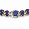 Image 3 : 66.67 ctw Sapphire & Diamond Necklace 14K Yellow Gold - REF-718A2N
