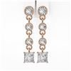 Image 2 : 2.5 ctw Princess Cut Diamond Earrings 18K Rose Gold - REF-321Y8X