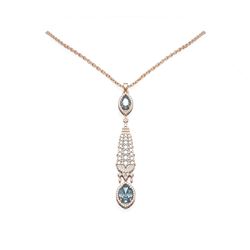 4.86 ctw Aquamarine & Diamond Necklace 18K Rose Gold - REF-245R5K