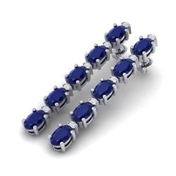 17.97 ctw Sapphire & VS/SI Certified Diamond Tennis Earrings 10k White Gold - REF-145H5R