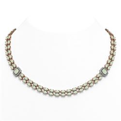 29.42 ctw Opal & Diamond Necklace 14K Rose Gold - REF-527W3H