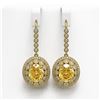 Image 1 : 15.44 ctw Canary Citrine & Diamond Victorian Earrings 14K Yellow Gold - REF-306K2Y