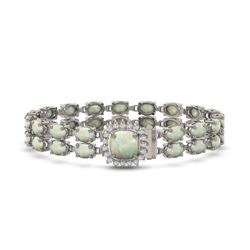 14.41 ctw Opal & Diamond Bracelet 14K White Gold - REF-245Y5X