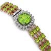 Image 2 : 29.26 ctw Peridot & Diamond Bracelet 14K Rose Gold - REF-281Y8X