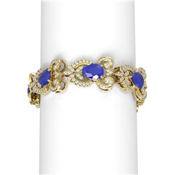 32.35 ctw Sapphire & Diamond Bracelet 18K Yellow Gold - REF-872A8N