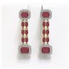 Image 1 : 11.98 ctw Ruby & Diamond Earrings 14K Yellow Gold - REF-214K8Y