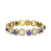 Image 3 : 26.1 ctw Sapphire & Diamond Bracelet 18K Yellow Gold - REF-764N5F