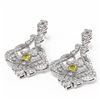 Image 3 : 5.13 ctw Fancy Yellow Diamond Earrings 18K White Gold - REF-517K8Y