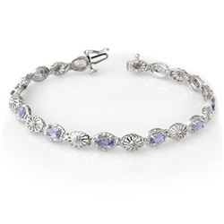 2.62 ctw Tanzanite & Diamond Bracelet 14k White Gold - REF-89R3K