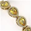 Image 3 : 15.91 ctw Fancy Citrine & Diamond Micro Pave Halo Bracelet 10k Yellow Gold - REF-318A2N