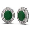 Image 2 : 15.37 ctw Emerald & Diamond Earrings 18K White Gold - REF-427M3G