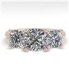 Image 1 : 2.0 ctw Cushion VS/SI Diamond 3 Stone Designer Ring 14k Rose Gold - REF-395N8F