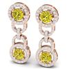 Image 2 : 4 ctw SI/I Fancy Yellow Diamond Earrings 18K Rose Gold - REF-390Y2X