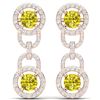 Image 3 : 4 ctw SI/I Fancy Yellow Diamond Earrings 18K Rose Gold - REF-390Y2X