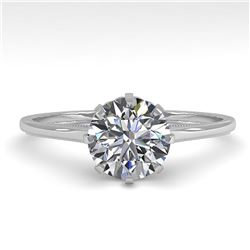 1.0 ctw Certified VS/SI Diamond Engagment Ring Vintage 18k White Gold - REF-315Y2X