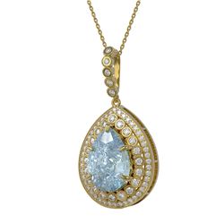 17.62 ctw Sky Topaz & Diamond Victorian Necklace 14K Yellow Gold - REF-231W3H