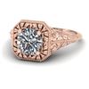 Image 2 : 1 ctw Solitaire Certified VS/SI Diamond Ring Art Deco 14k Rose Gold - REF-307M2G