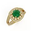 Image 1 : 2.69 ctw Certified Emerald & Diamond Victorian Ring 14K Yellow Gold - REF-104G9W