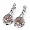 Image 3 : 12.13 ctw Morganite & Diamond Earrings 18K White Gold - REF-527X3A