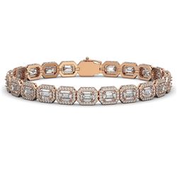 16.72 ctw Emerald Cut Diamond Micro Pave Bracelet 18K Rose Gold - REF-2665F4M