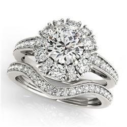 2.44 ctw Certified VS/SI Diamond 2pc Wedding Set Halo 14k White Gold - REF-337Y9X