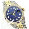 Image 1 : Rolex Men's Two Tone 14K Gold/SS, QuickSet, Diam Dial & Diam/Sapphire Bezel - REF-557Y5X