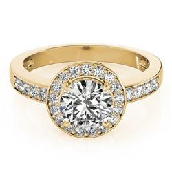 1.4 ctw Certified VS/SI Diamond Halo Ring 18k Yellow Gold - REF-287R9K
