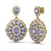 Image 2 : 17.44 ctw Tanzanite & Diamond Earrings 18K Yellow Gold - REF-374W8H