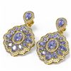 Image 3 : 17.44 ctw Tanzanite & Diamond Earrings 18K Yellow Gold - REF-374W8H