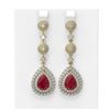 Image 1 : 11.87 ctw Ruby & Diamond Earrings 18K Yellow Gold - REF-509A3N