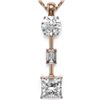 Image 1 : 1.75 ctw Princess Cut Diamond Necklace 18K Rose Gold - REF-386A2N
