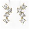 Image 2 : 4 ctw Princess Diamond Earrings 18K Yellow Gold - REF-592W8H