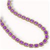 Image 2 : 50.99 ctw Amethyst & Diamond Micro Pave Halo Necklace 10k Yellow Gold - REF-677H6R
